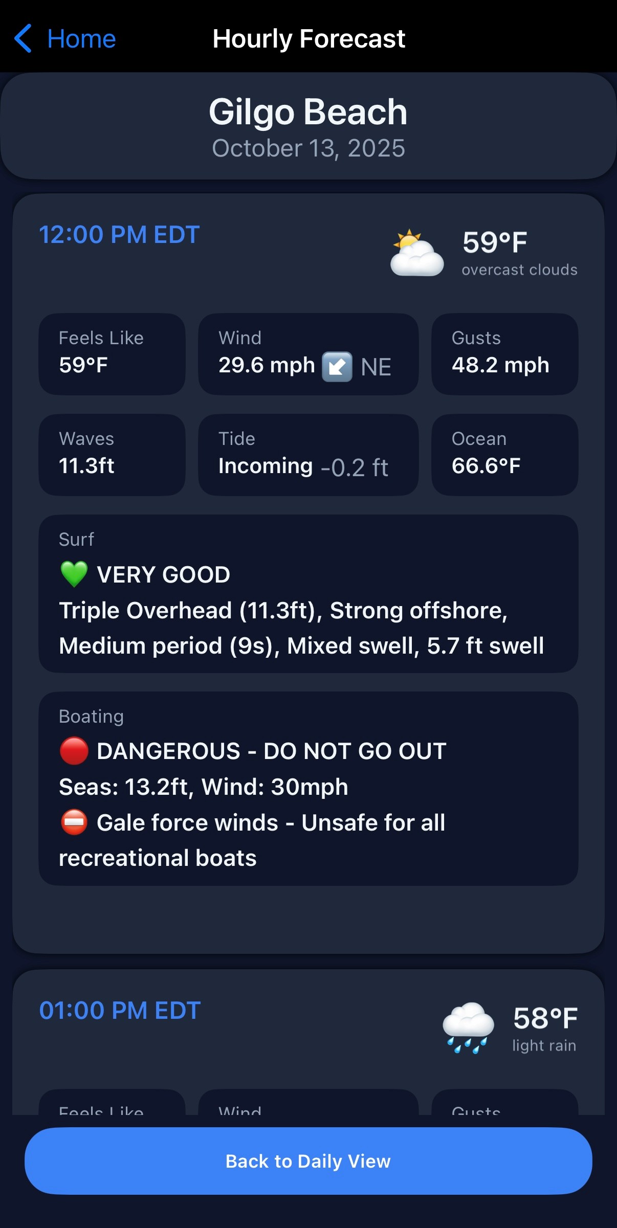 Shore TideChart hourly forecast screenshot 2