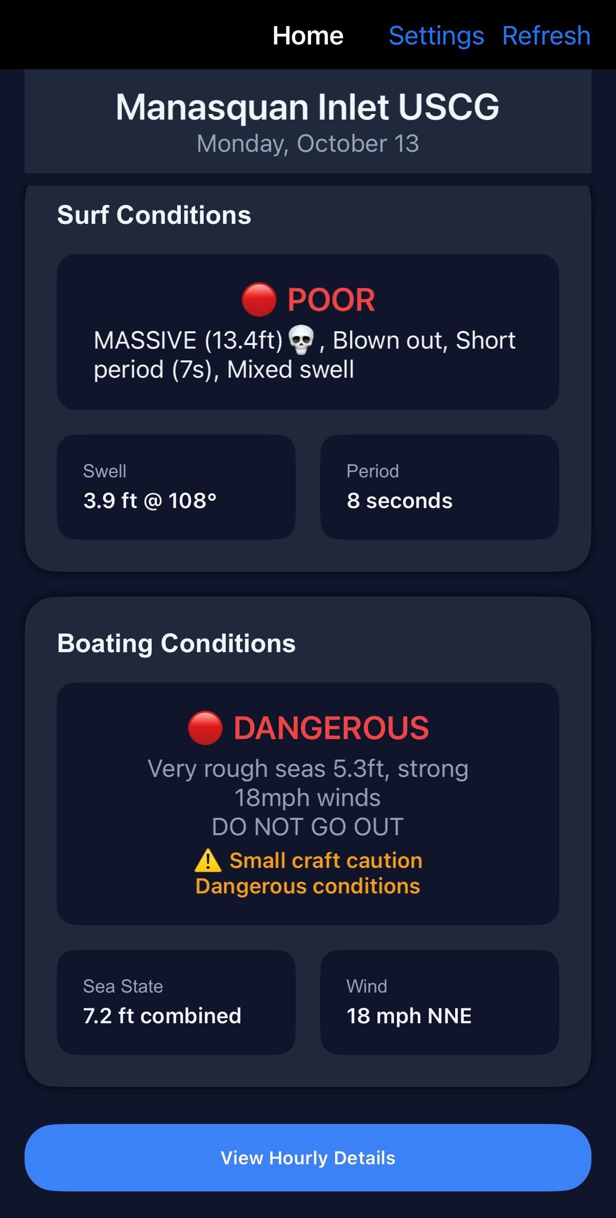 Shore TideChart surf conditions screenshot
